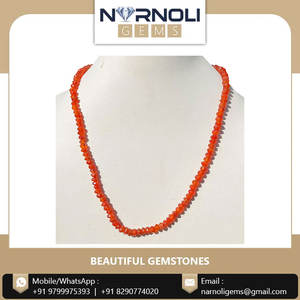 สร้อยคอธรรมชาติสีส้มคาร์เนลเลียนลูกปัดเหลี่ยมเพชรพลอย - Product Image 3