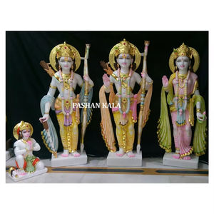 รูปปั้นหินอ่อนสีขาวสไตล์อินเดียรูปปั้นดาร์บาร์พร้อมลายหนุมานจิสำหรับตกแต่งบ้านและวิหารของคุณในรูปบูชา - Product Image 1