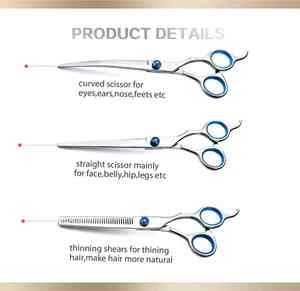 กรรไกรตัดผมสำหรับสุนัขสัตว์เลี้ยงทำจากสเตนเลส5ชิ้น/เซ็ตชุดกรรไกรตัดผมสำหรับสุนัขเครื่องมือตัดผมสัตว์แบบมืออาชีพ - Product Image 2