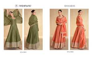 ชุด Banaras Anarkali สร้าง Aashirwad พร้อมงานปักและลำดับการทำงานที่สมบูรณ์แบบสำหรับงานแต่งงานงานเลี้ยงในโอกาสเทศกาล - Product Image 4