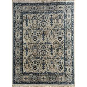 Alfombras de Lana Anudadas a Mano Gulnar Gris Negro Spr-41(Cs-01) para el Hogar, Diseño Rectangular Abstracto con Medallón para Dormitorio o Pasillo, Hechas a Mano - Product Image 1