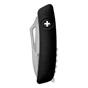 Coltello Pieghevole Swiza Allmatt Single Hand SH03 TR-TT con Bordo Ondulato, 12 Funzioni, Utensile Nero - Product Image 3