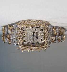 Reloj de Lujo al por Mayor con Diamantes de Moissanita, Acero Inoxidable, Engaste Invisible, Correa de Cuero, Resistente al Agua - Product Image 3