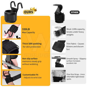 Soporte Durable Entrenamiento Gimnasio Ganchos de levantamiento de pesas Gimnasio Ganchos de levantamiento de energía Gancho antideslizante ajustable - Product Image 3