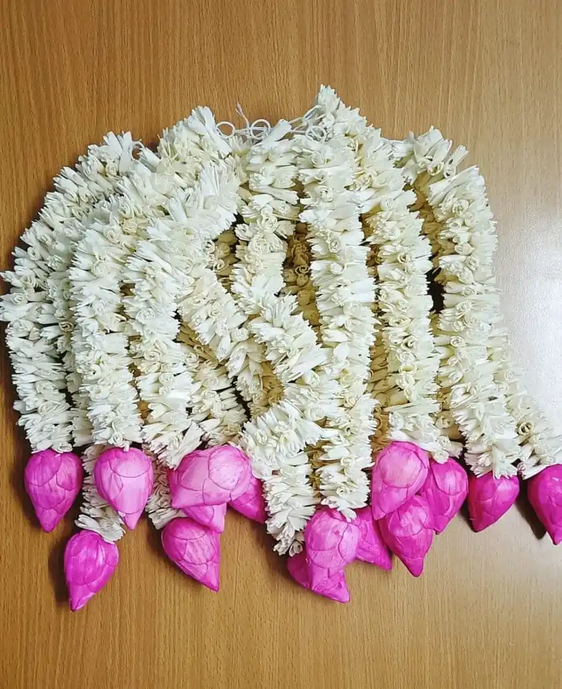 Wholesale Sola Wood Decoration South Indian Paper Flower Jasmin Lotus Garland Artificial Indian Wedding Gift Decoration Strings