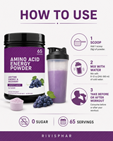 Complément Nutritionnel Naturel Quotidien pour Adultes, Poudre d'Acides Aminés Énergisante pour le Soutien Musculaire, Complément de Santé, Bouteille de 585g