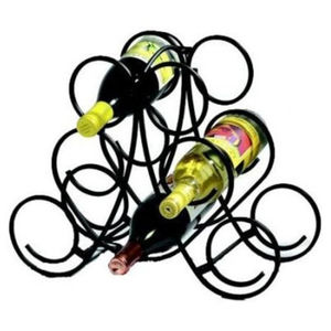 Estante para Vino de Hierro Forjado con Diseño de Alambre Vintage, Acabado Negro, Organizador de Mesa para el Hogar, Comedor, Bar, Porta Botellas de Vino - Product Image 1