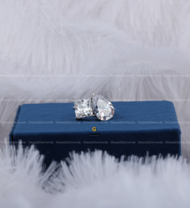 Vvs Clarity Lab Grown Princess y Pear Cut Diamond 925 Anillo de bodas de plata esterlina hecho a mano para mujer - Product Image 1