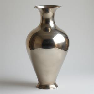 Vase unique en métal à finition argentée haut fabriqué à la main conçu pour rehausser les intérieurs modernes avec une décoration intemporelle - Product Image 6