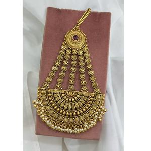 Boucles d'oreilles Pasa de chaîne de cheveux de finition antique traditionnelle d'inspiration royale pour les femmes vêtements de mariage ethniques - Product Image 1