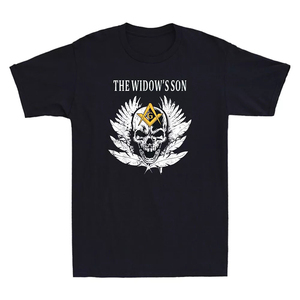 Franc-maçon le fils de la veuve ailes maçonnique boussole carré rétro hommes T-Shirt haute qualité sur mesure chemises à manches courtes - Product Image 5