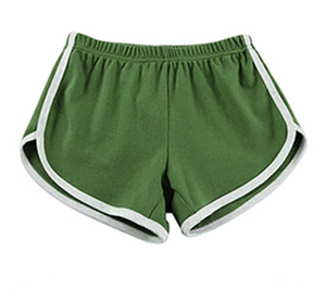Shorts Deportivos de Algodón 100% con Costuras en Contraste de Color Sólido para Mujer, Cintura Alta Elástica, Secado Rápido, Transpirables, con Franja Lateral - Product Image 2
