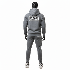 ชุดวอร์มลำลองคุณภาพสูง สไตล์สตรีทแวร์ ผ้าหนา สีซีดแบบซันเฟด ลุคซักฟอก พร้อมฮู้ดดี้และกางเกงจ็อกเกอร์ ระบายอากาศได้ดี ตกแต่งด้วยแผ่น PVC - Product Image 2