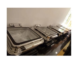 Plat de service chauffant en acier inoxydable Art Déco ELEGANT DESIGNS, capacité 6L, durable, pour traiteur et buffet intérieur - Product Image 1