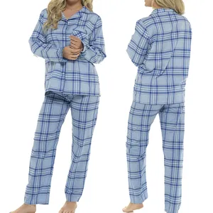 Wholesale customized design Ladies flannel night wear Sets Fleece Pajamas Printed Winter Warm letter graphic flannel night suit