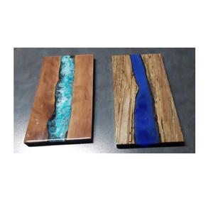 Planche à fromage en résine époxy planche à découper planche à petit déjeuner charcuterie en bois 2 pièces forme carrée artisanat indien - Product Image 1