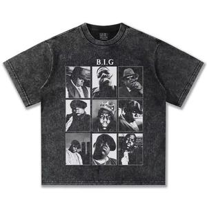 Fabricantes de ropa personalizado de gran tamaño BIGGIE Vintage lavado impresión 100% algodón manga corta nuevo modelo 280 gramos camiseta masculina - Product Image 1