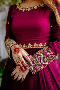 Solid <b>Purple</b> Flair Maxi Indian & Pakistani Clothing with Elegant Lace Embellishment - Product Image 3