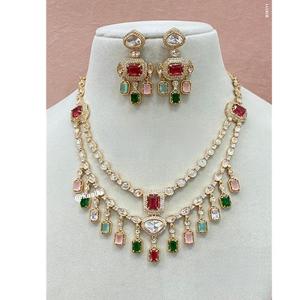 Conjunto de collar de doble capa Moissanite Polki tradicional para bodas indias, fiestas, diseñador hecho a mano para mujeres, regalo de compromiso - Product Image 2
