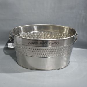 Refroidisseur à vin et refroidisseur de boissons à double paroi en acier inoxydable martelé élégant pour événements et fêtes haut de gamme - Product Image 3