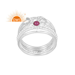 Anillo de banda de declaración de rubí Natural de plata de ley fina de la mejor calidad, joyería de diseño personalizado para mujer, regalo para ella - Product Image 1