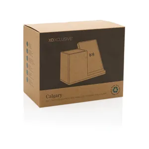 Caricatore Wireless in Bambù Calgary con Portapenne, Gadget Sostenibili per la Ricarica Wireless - Product Image 3