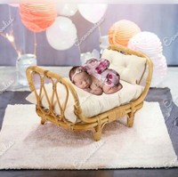 Neugeborene Fotografie Prop Schlafzimmer Full Size Bambus Wicker Schlaf bett Montessori Boden Kleinkind Bett rahmen Rattan und Bambus Krippe