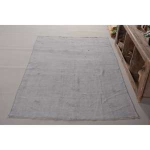 Alfombra turca Vintage moderna de 5,2x8,2 pies gris lana hecha a mano ecológica patrón de retazos grande respaldo de látex para comedor - Product Image 2