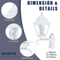 Lampe murale/plafond de jardin Lisheng rétro, étanche IP44, à capteur, télécommande, intensité variable, douille E27