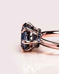 Lori วินเทจ14K สีขาวทองเพชรเพชรมอยซาไนท์ตัดซ่อนฮาโลงานแต่งงานแหวนแฟชั่นงานหมั้น - Product Image 3