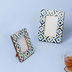 Marco de madera con incrustaciones de hueso de diseño étnico hecho a mano, marco de fotos de mesa hecho a mano para decoración de interiores - Product Image 4