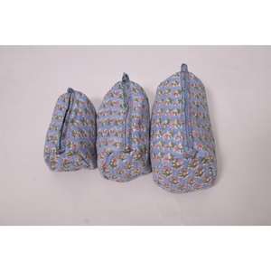 Indian Cotton Durable Portable <b>Large</b> Fashion Printed for <b>Bag</b> Travel <b>Makeup</b> Zipper Cosmetic Pouch - Product Image 1