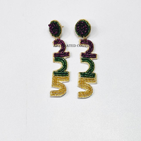 Boucles d'oreilles géométriques bohèmes en perles de rocaille pour le Mardi Gras, design personnalisé, faites à la main, accessoires de déclaration scintillants pour les fêtes de la Nouvelle-Orléans