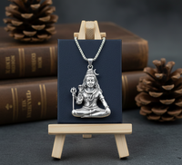 Collier en argent 925 plaqué or |   Pendentif géométrique vintage Shiva |   Cadeau unisexe pour la tenue quotidienne bouddhiste