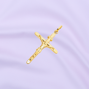 14K chapado en oro amarillo de lujo católico Jesucristo en INRI Cruz de moda crucifijo elegante colgante - Product Image 5