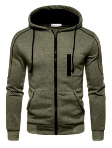 Sudadera con Capucha y Cremallera para Hombre, Otoño-Invierno, Manga Larga, Estilo Casual Deportivo, Corte Regular, Forro Polar, Poliéster/Algodón - Product Image 5