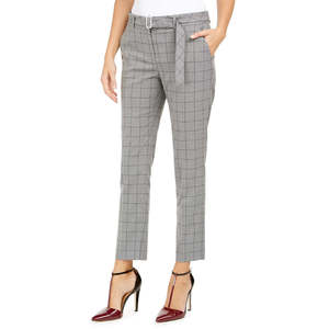 Pantaloni da Completo da Donna Calvin Klein con Stampa a Quadri e Cintura, Grigio, Taglia 8 - Product Image 1