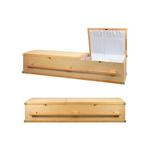 DSP LTD Vietnam-conçu en bois naturel Style américain pliable couvercle en arc poignée cercueil adulte fournitures funéraires sépultures européennes - Product Image 5