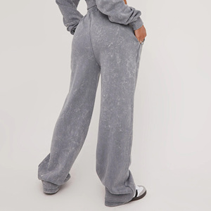 2025 nueva moda mujer Casual Cargo Fleece pantalones de pierna ancha logotipo personalizado ecológico invierno OEM servicio colores personalizados - Product Image 2