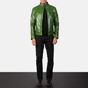 OEM nueva tendencia verde hombres chaqueta de motorista de los hombres de piel de vaca genuina chaqueta de cuero de Bombardero - Product Image 5
