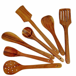 Juego de utensilios de cocina de madera 6 PCS Cucharas de madera para cocinar Teca de madera de glowin fashion - Product Image 1