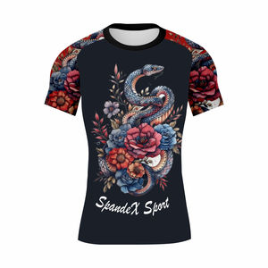 <b>Rashguard</b> Mma Half Sleeves Digital Sublimation Printed Sportswear for Unisex Dark Half Sleeve Custom Compression Shirts - Product Image 1