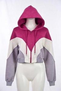 Haut court à capuche personnalisé pour femme en polyester/coton, manches longues, broderie, molleton épais, automne/printemps - Product Image 5