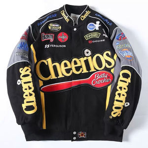 Venta al por mayor OEM todo algodón hombres Vintage Nascar Race chaqueta personalizada bordado Logo parche lana Material personalizable motocicleta - Product Image 1