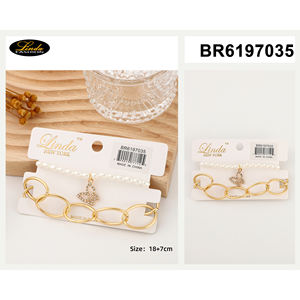 Brazalete de Trébol Chapado en Oro Linda New York con Perlas de Imitación, Joyería de Moda para Mujer - Product Image 3