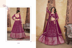 Exclusivo HeavyDesigner Bollywood Chinon Seda Bordado Pesado Trabajo Lehenga - Product Image 5