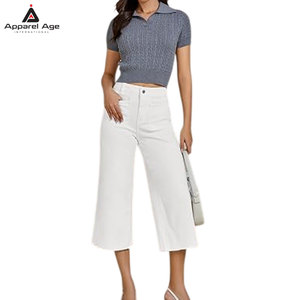 Jeans capri transpirables para mujer al por mayor con MOQ bajo, diseño personalizado, últimos modelos de jeans capri para mujer para venta en línea - Product Image 5