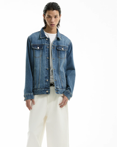 Ropa de Invierno para Hombre, Chaquetas Vaqueras, Abrigo Estilo Chaqueta Vaquera Personalizada para Hombre, Azul Vintage Deslavado, Estilo Holgado - Product Image 5