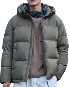 เสื้อแจ็กเก็ตแบบขนเป็ดสำหรับผู้ชายคอตั้งมีซิปผ้าแคนวาสสีทันสมัยสำหรับฤดูหนาว - Product Image 1