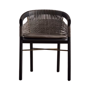 Silla Minimalista de Fabricación Personalizada con Estructura de Madera de Teca Maciza, Asiento de Cuerda Tejida y Respaldo Curvo para Espacios Elegantes y Discretos - Product Image 1